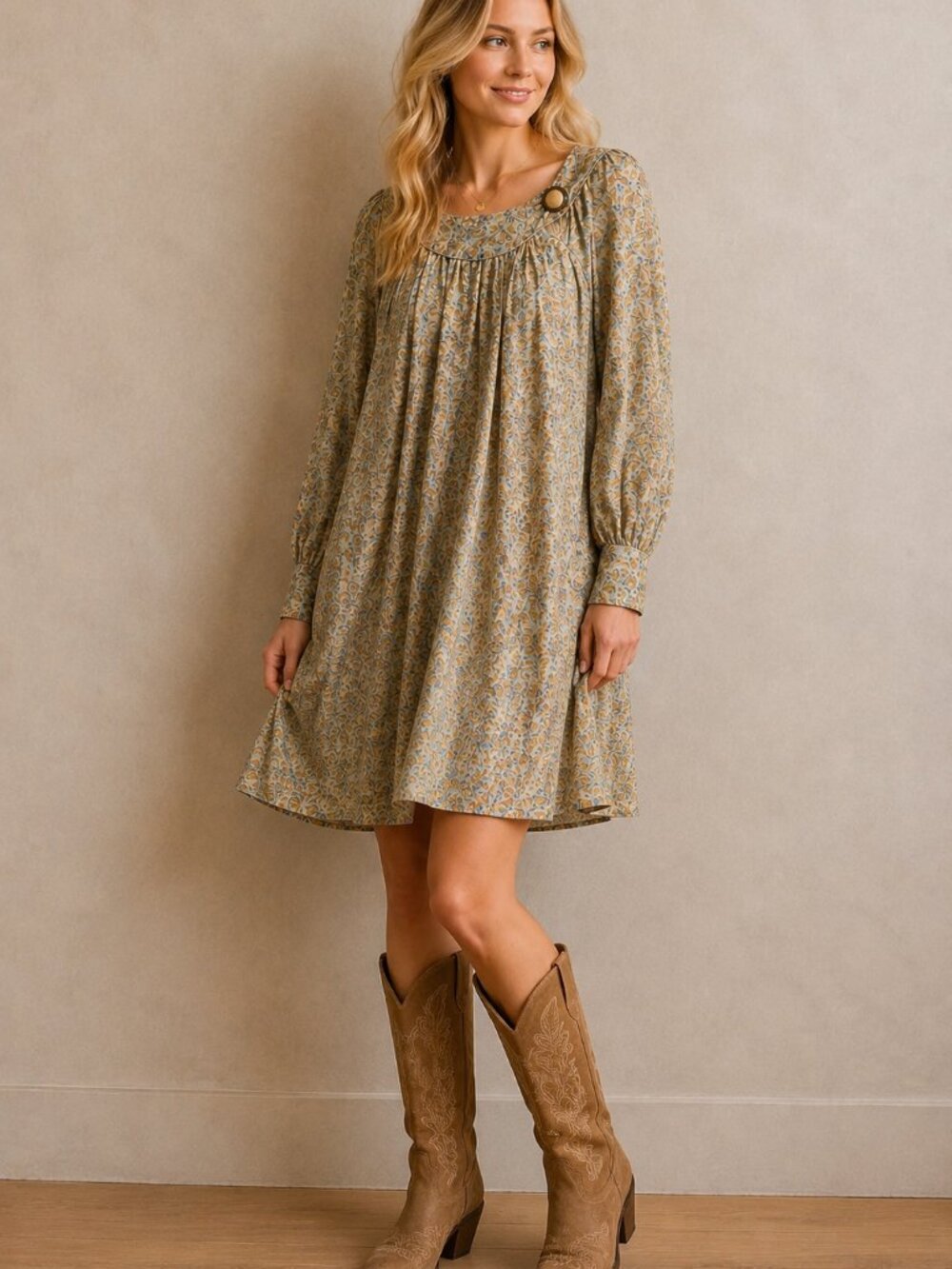 Vintage Hunter Dixon Floral Boho Shift Dress Size 0 Made in USA Cottagecore